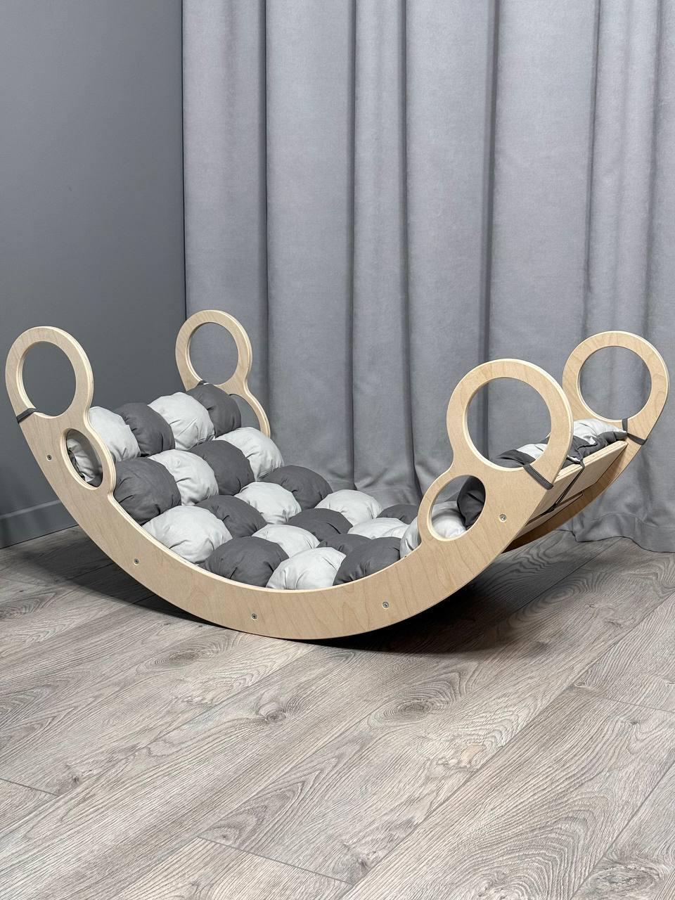 Дитяче ліжечко качалка з матрасиком 41 БОНБОН, дитяча качалка, качалка для дітей, балансир, дитяча гойдалка балансир, качалка, фото 1