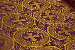 Шовкова церковна тканина Ефес фіолетовий з золотом.