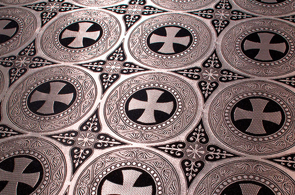 Шовкова церковна тканина Ефес чорний зі сріблом, фото 1