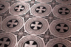 Шовкова церковна тканина Ефес чорний зі сріблом