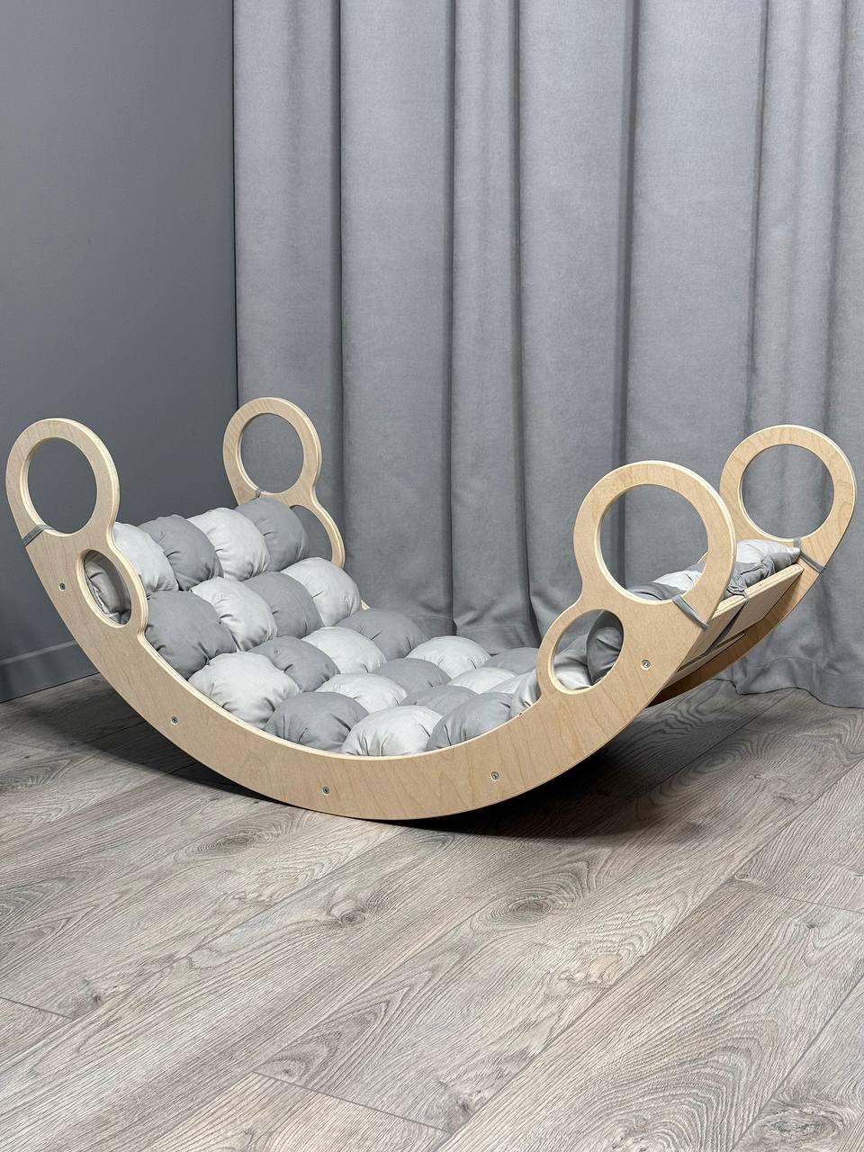 Дитяче ліжечко качалка з матрасиком 43 БОНБОН, дитяча качалка, качалка для дітей, балансир, дитяча гойдалка балансир, качалка, фото 1