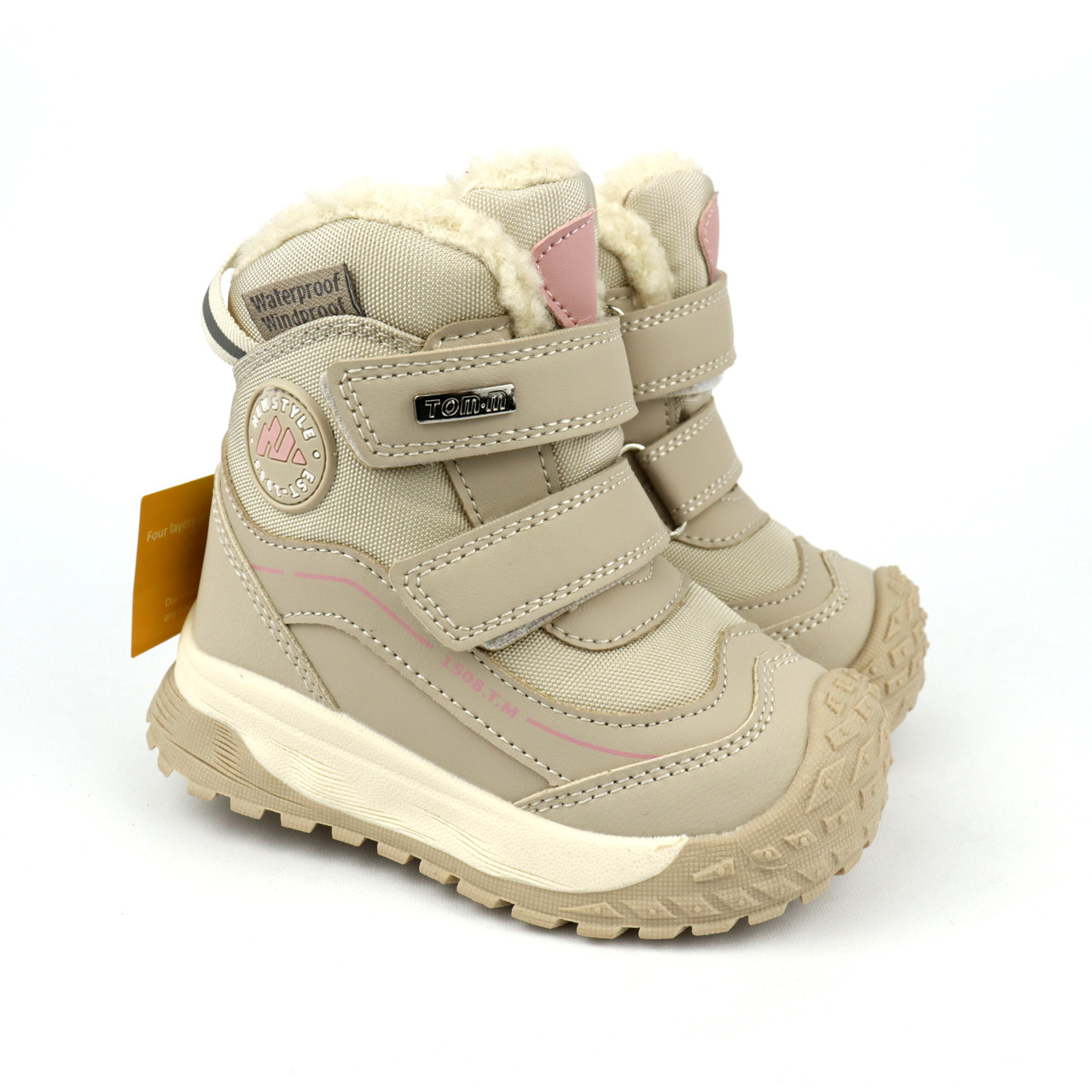 Термо черевики для дівчинки бежеві з набивною овчиною Tom.m, фото 1