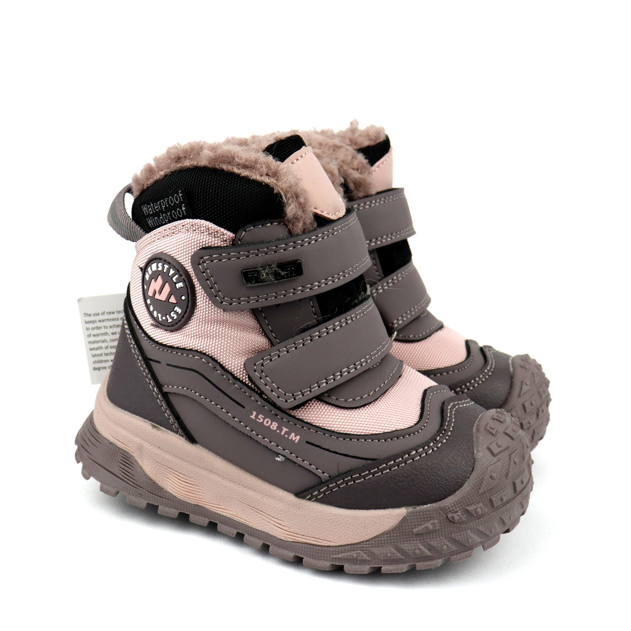 Термо черевики для дівчинки пудрові з набивною овчиною Tom.m