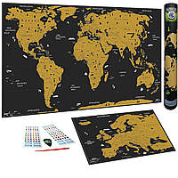 Скретч-карта світу Wideta (82x43 см). Настінна мапа для відзначення подорожей. Подарунок для мандрівника.