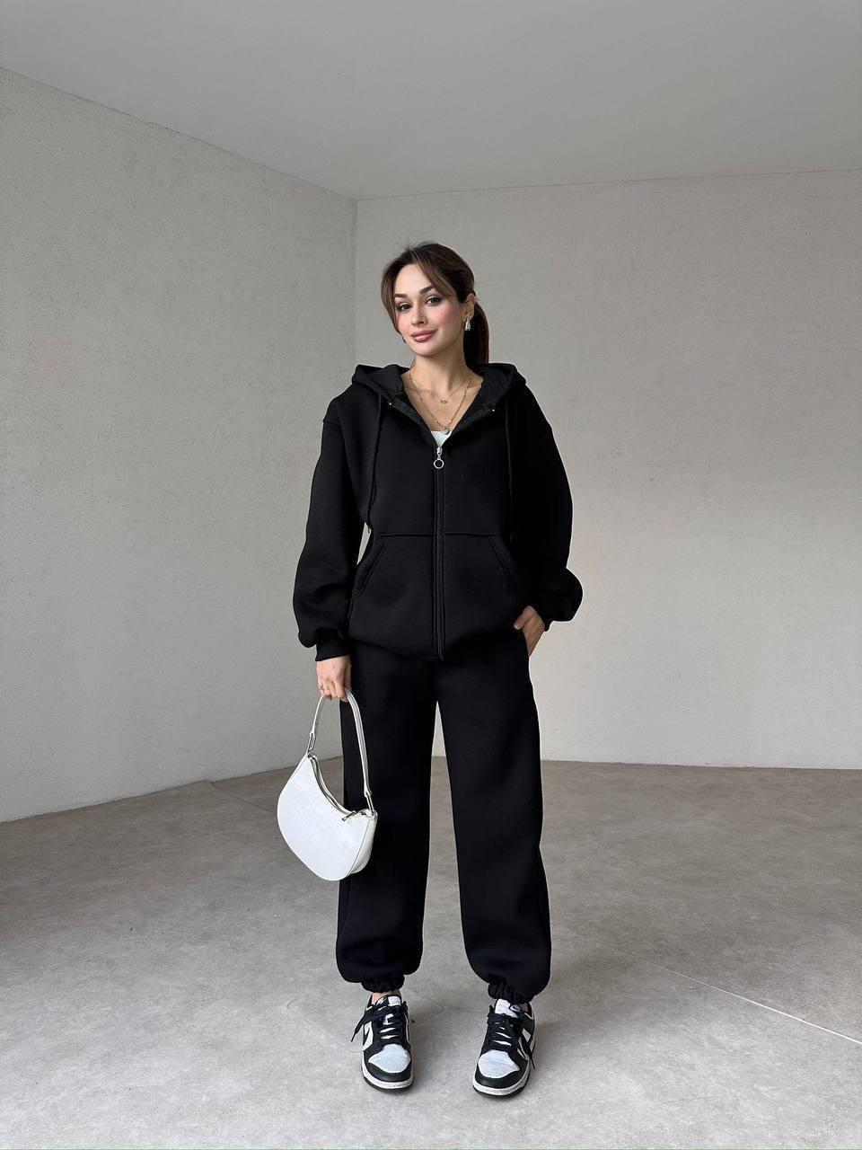 Жіночий прогулянковий костюм; Колір - чорний, сірий ; Розміри - 42-44, 46-48, 50-52 ;, фото 1