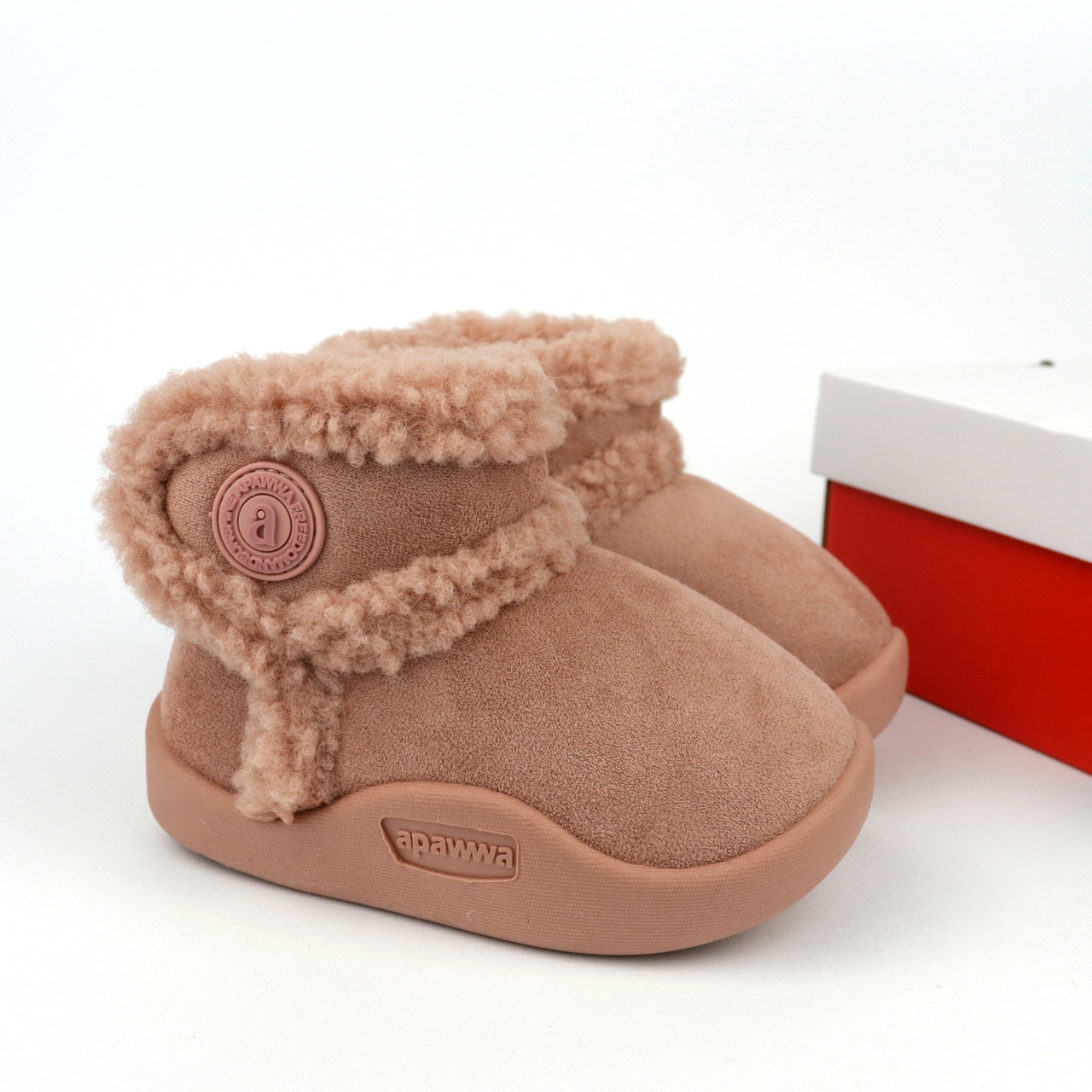 Уггі дитячі рожеві для дівчинки Apawwa з хутром розмір