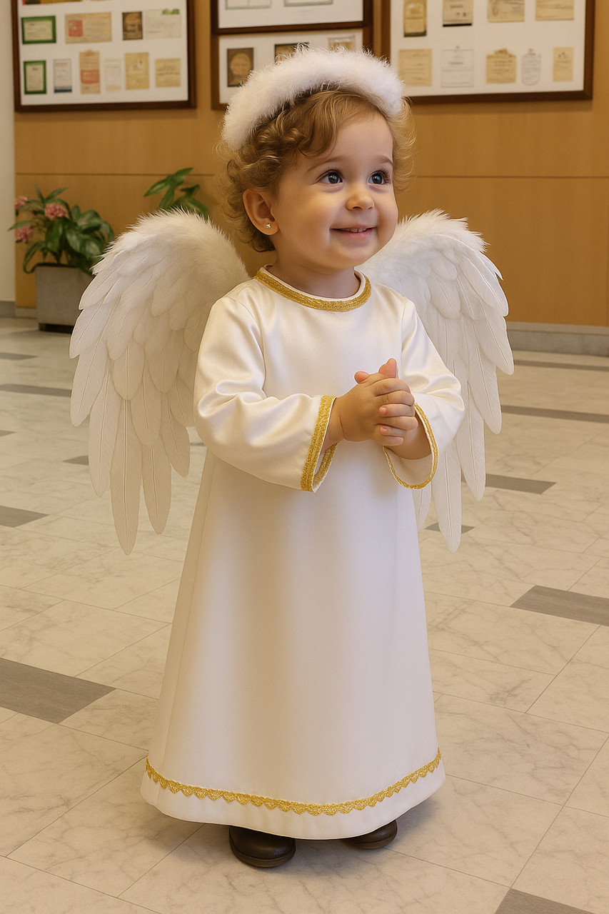Дитячий карнавальний костюм "Ангел", новорічний костюм на ранок, дитячий костюм ангел криля з німбом, фото 1