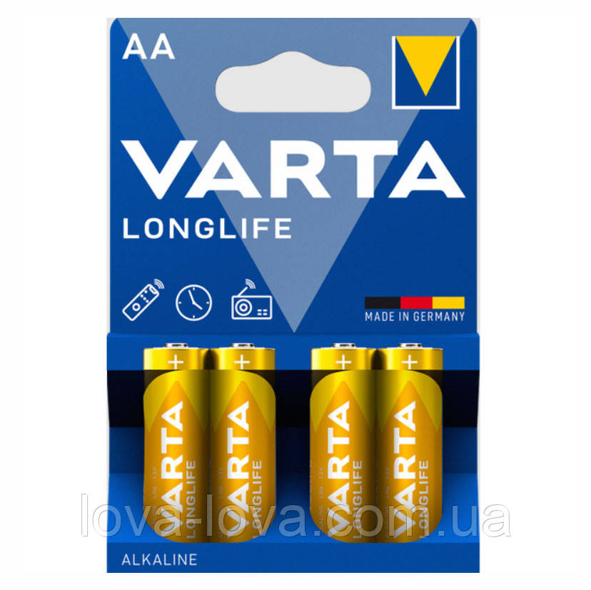 Батарейки пальчикові типу АА VARTA Alkaline longlife made in Germany (4 штуки)
