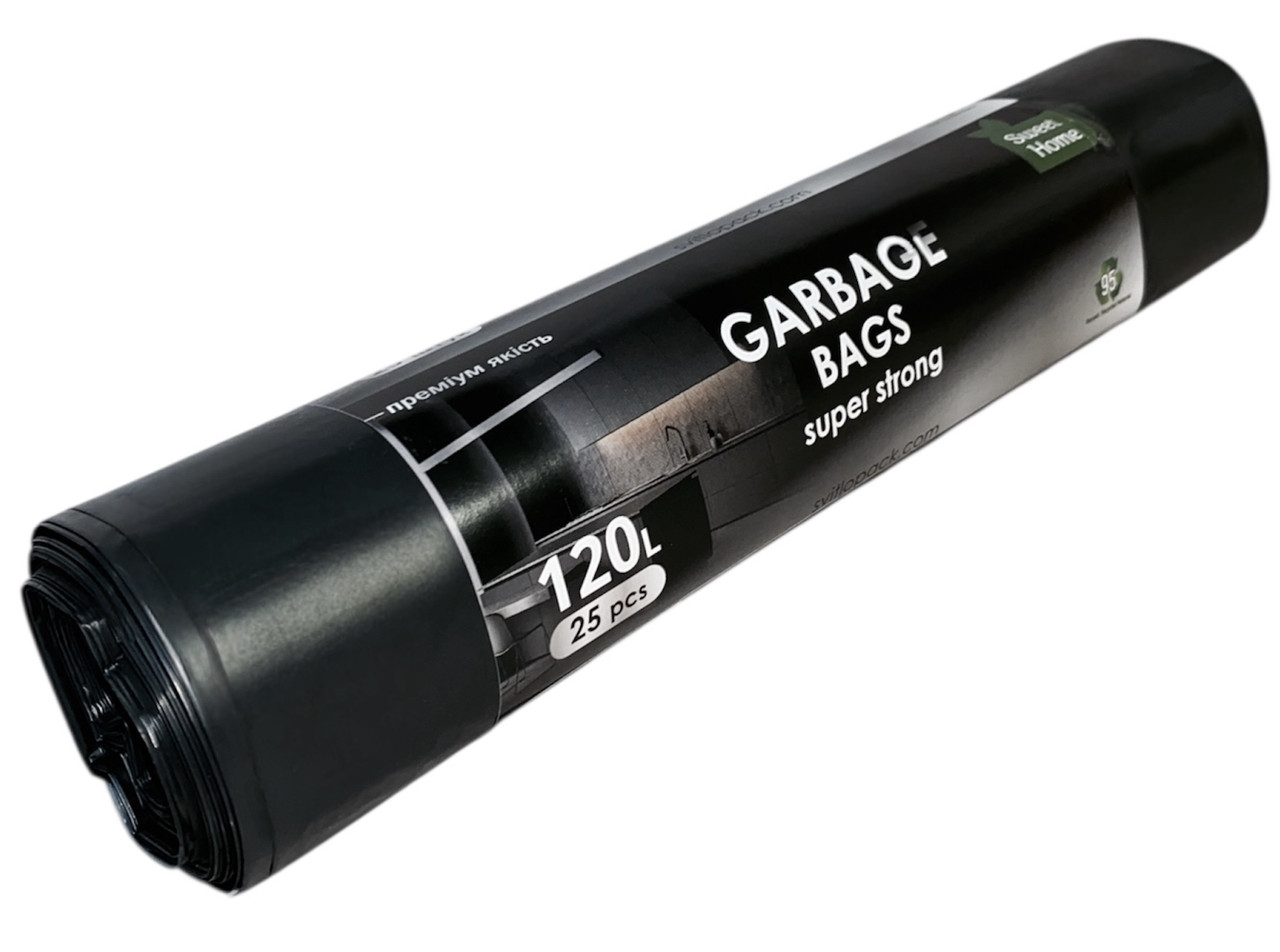 Пакети для сміття 120 л 25 шт суперміцні Sweet home, фото 1
