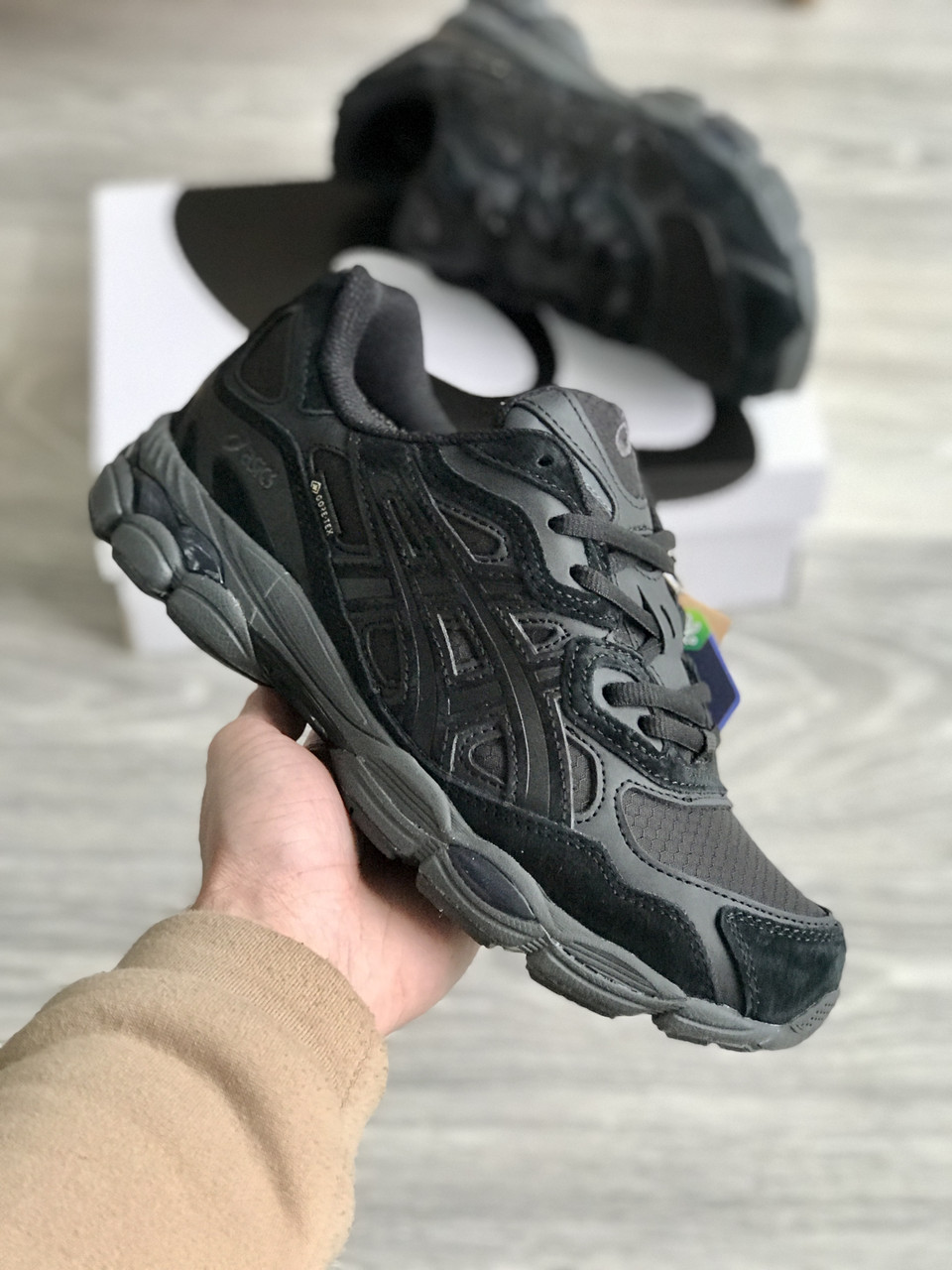 Кросівки чоловічі чорні зимові Asics Gel NYC Black Gore-Tex (19069), фото 1