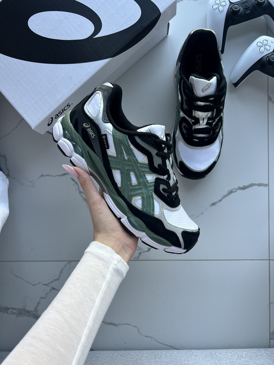 Кросівки чоловічі чорно-білі зимові Asics Gel-NYC White Black Ivy GORE-TEX (22273), фото 1