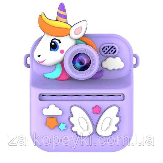 Дитяча міні-камера S1 з миттєвим друком Фіолетовий Єдиноріг, фото 1