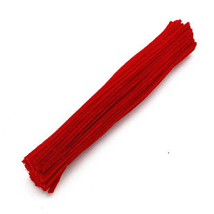 Синельне дротя для Рукоробства М'яка Пухнаста, Червона, 300х5мм, 100 шт./пач, 1 упаковка