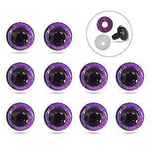 Око для Іграшок і Кукол, Епоксидна смола, 2 Фіксатори, Фіолетові, 12 мм, 10 шт