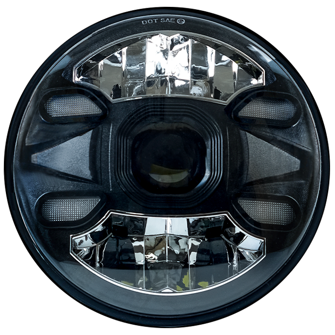 DriveX WL G-01 7" 26/46W H/L 10-80V STM - DRL W+Y комплект LED фар Mercedes, Jeep, Niva, Lada