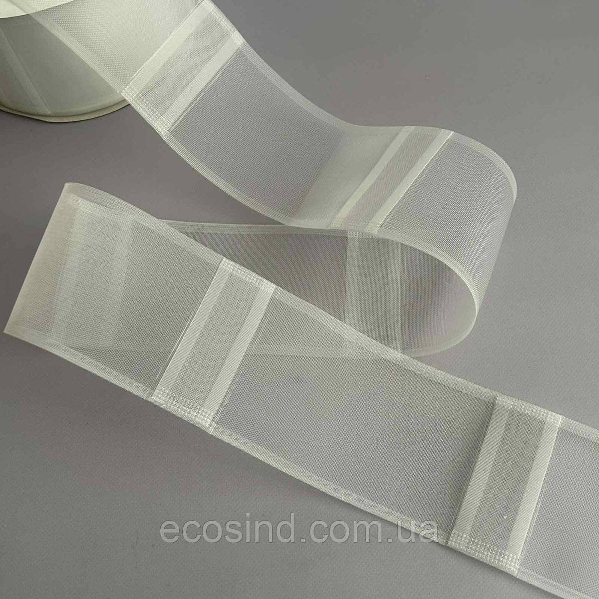 Шторна стрічка органза 10 см під карниз трубку з петлями, фото 1