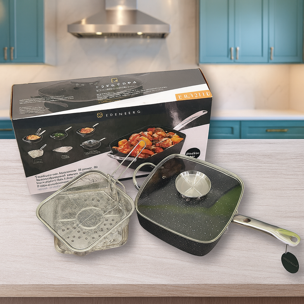 Сковорода фритюрниця з кришкою з антипригарним покриттям 3в1, фото 1