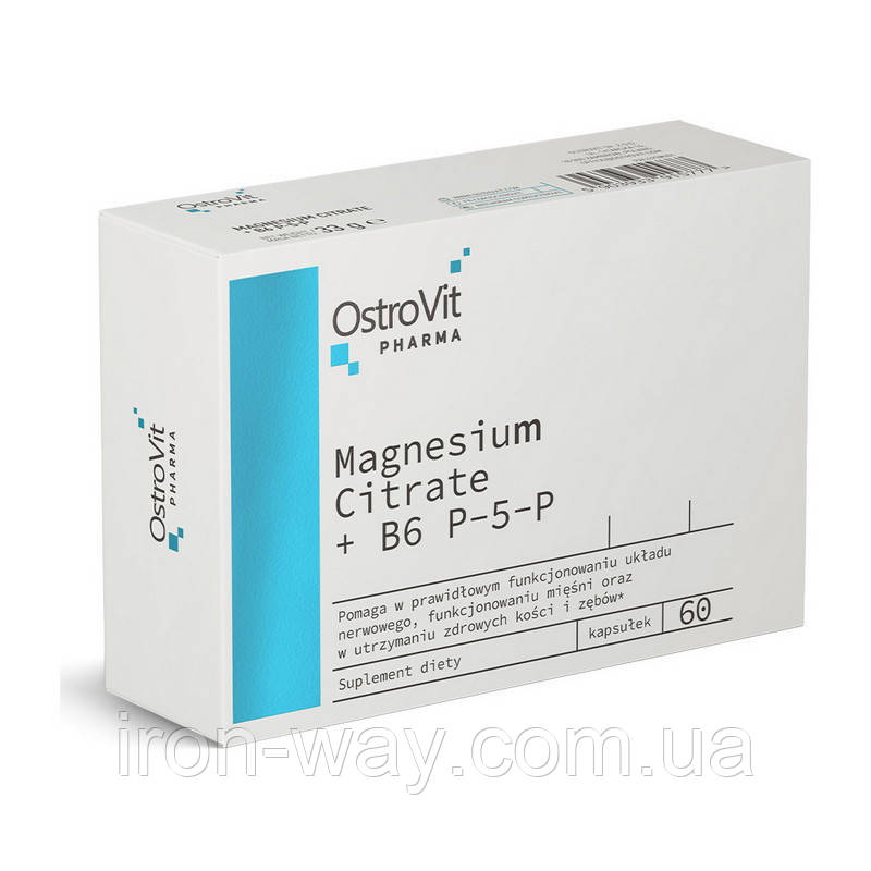 OstroVit Magnesium Citrate + B6 P-5-P (60 caps), фото 1