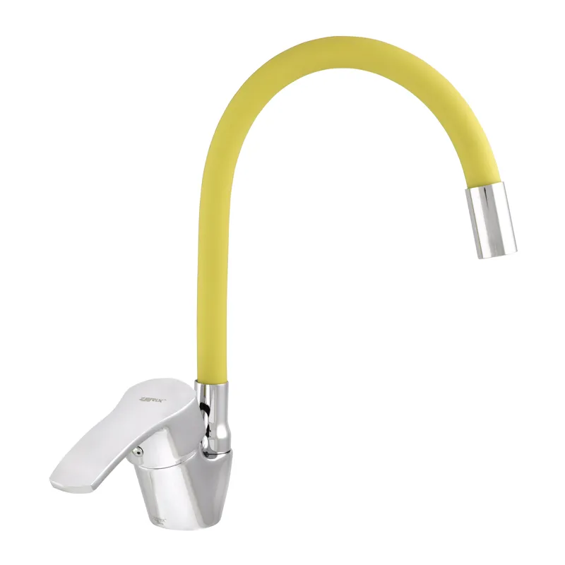 Змішувач для кухні Zerix YUB 279 з жовтим гнучким виливом (ZX0440), фото 1
