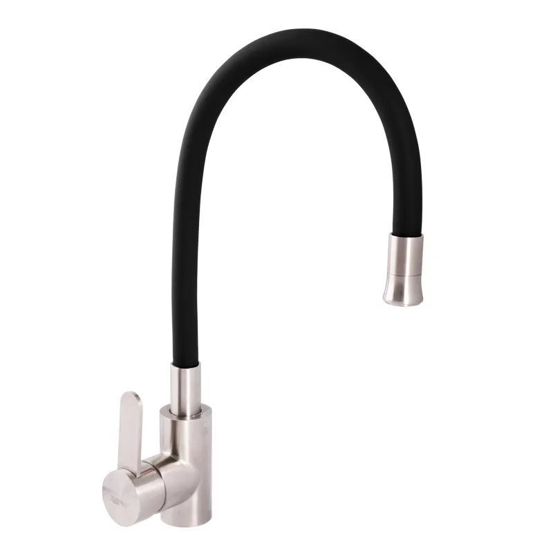 Змішувач для кухні Zerix LR74004-2 з чорним гнучким виливом (LL1202), фото 1