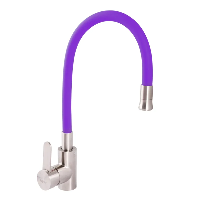Змішувач для кухні Zerix LR74004-8 з фіолетовим гнучким виливом (LL1478), фото 1