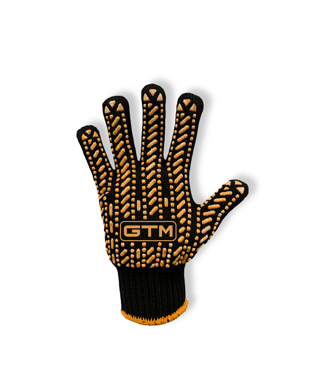 GTM Рукавички трикотажні чорні ТМ GTM LUX, помаранчева ПВХ р.10 5611