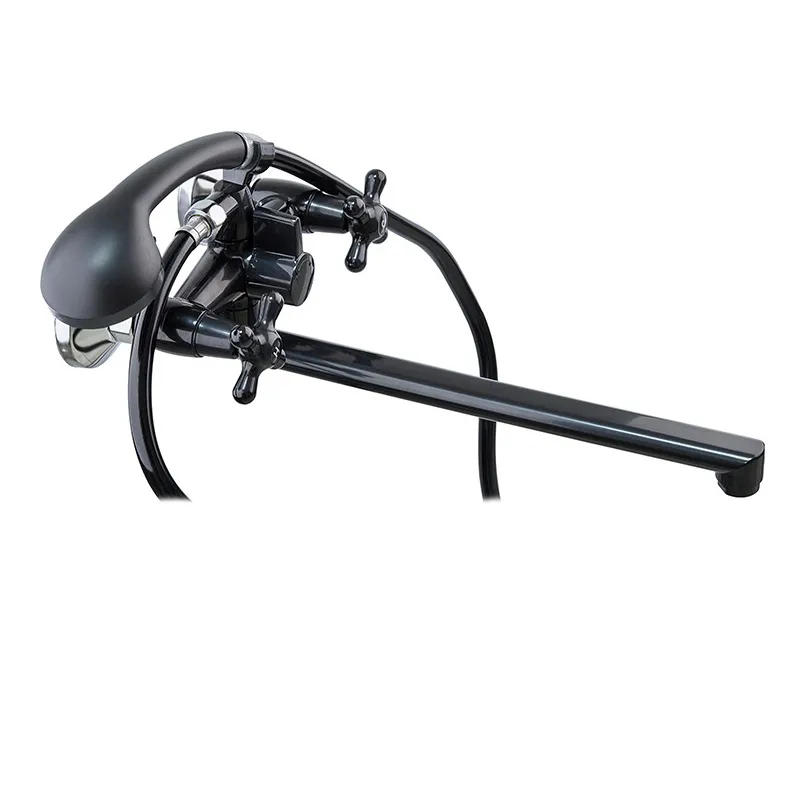 Змішувач для ванної Plamix Sirius-140 Black (зі шлангом і лійкою) (PM0638), фото 1