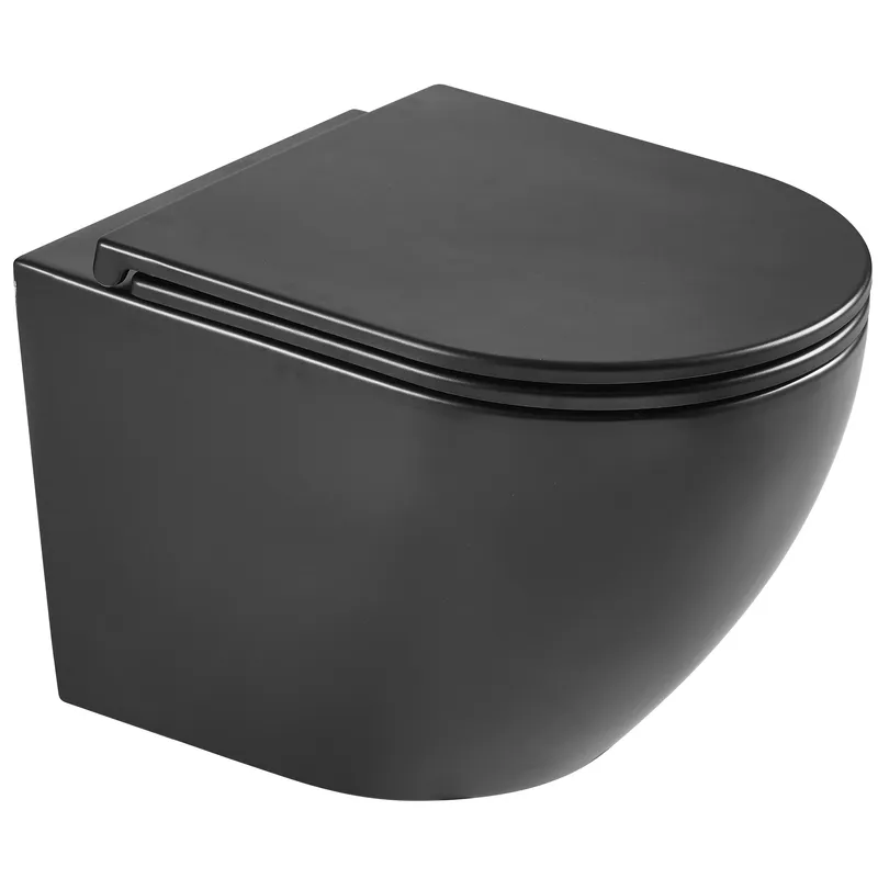 Унітаз підвісний Mixxus Premium Ellipse-0303-R Black 520x365x360mm, система змиву RIMLESS (MP6464), фото 1