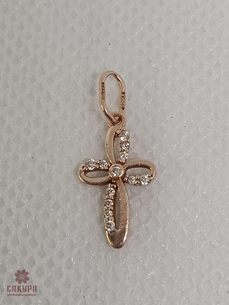 Золотий Хрестик зі вставкою цирконій, фото 1