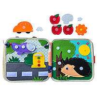 М'яка книжка-бізіборд Жирафа фетр форми кольори тварини пальчикові ігри на липучках 21*7*21см (C 64654), фото 7