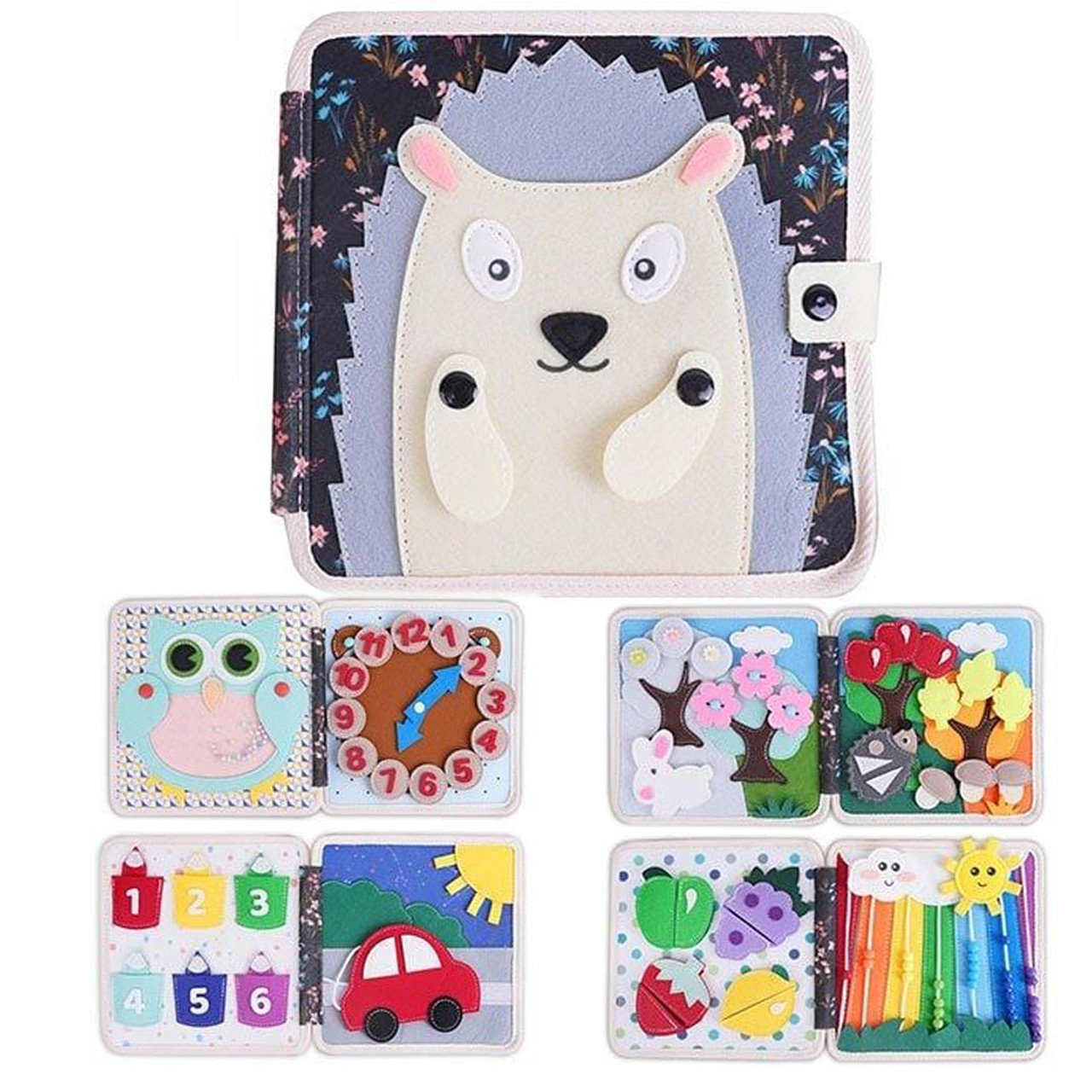 М'яка книжка-бізіборд фетр пальчикові ігри сортер липучки 20*8*20см (25004), фото 1