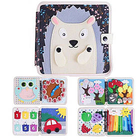 М'яка книжка-бізіборд фетр пальчикові ігри сортер липучки 20*8*20см (25004)