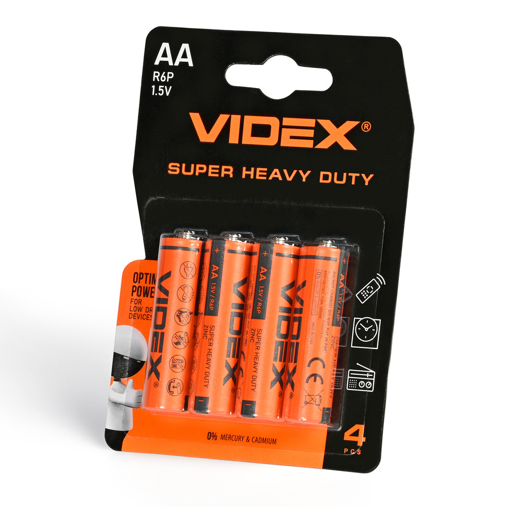 Батарейка сольова VIDEX R6P/AA 4шт BLISTER
