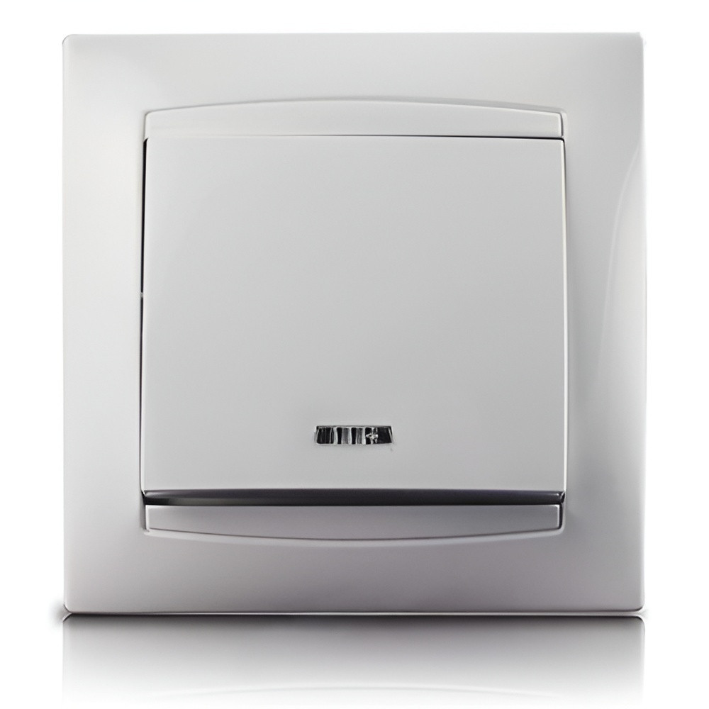 Вимикач 1-й + LED підсвітка  LEMANSO Сакура білий  LMR1004