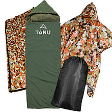 Кемпінговий термо-набір флісовий спальний мішок з подушкою TANU -30С°, 350 г/м2, розмір 220*90 см Олива (BR)