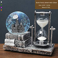 Пісочний годинник з кришталевою кулею і підсвічуванням під ретро 16 см х 8 см х 13 см