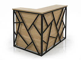 Адміністративна стійка лофт з LED-підсвіткою, 150х110х115 см (Базовий колір ДСП: Алюміній; )