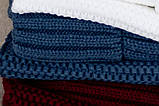 Жіноча в'язана шапка та снуд набір 3 вовна 20% із закотом Синій, фото 2