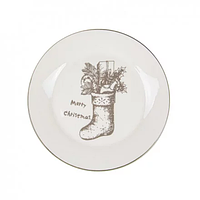 Тарілка Lefard 858-0038 Новорічна кераміка 21 см Білий