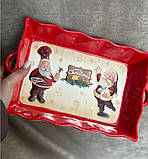 Форма для запікання Lefard 940-259 Санта кераміка 30*18*6 см Червоний, фото 3