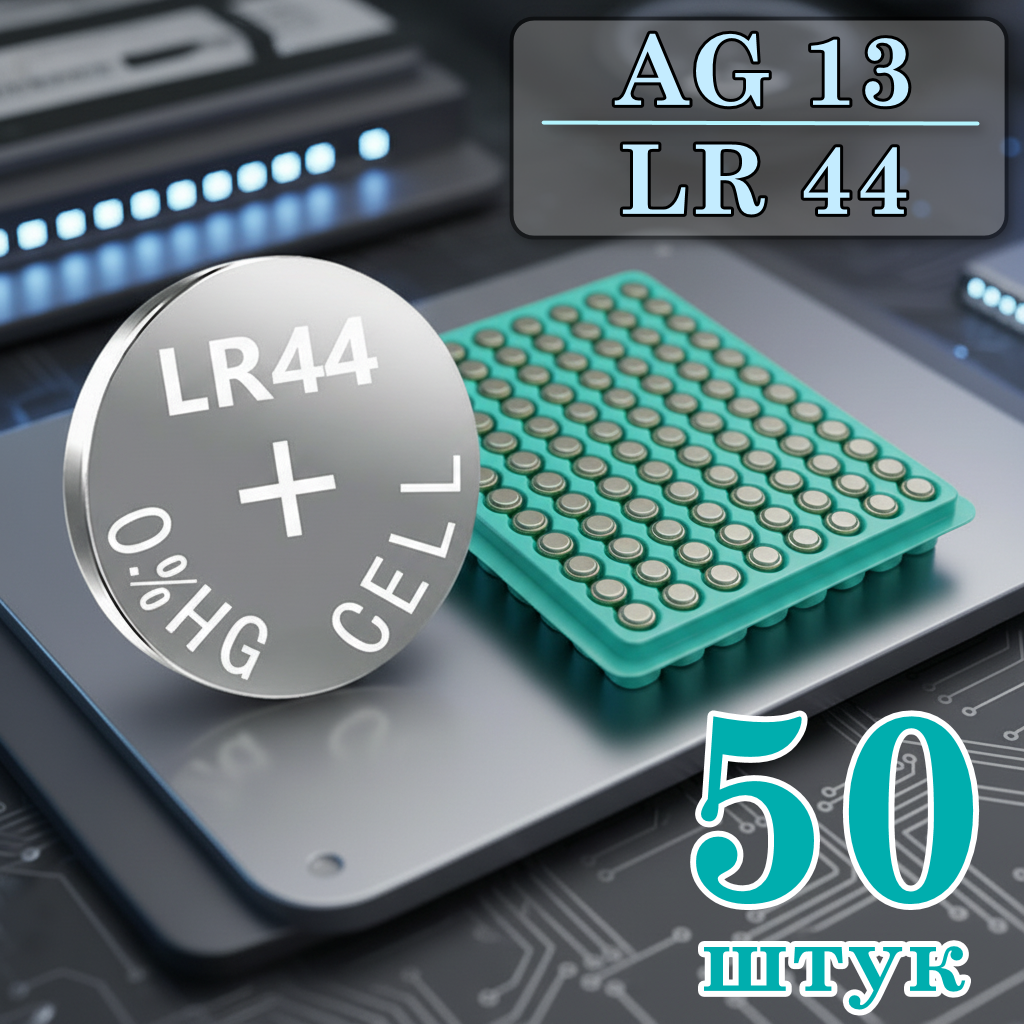 Батарейка таблетка 50 штук на блістері TMI AG13 LR44, фото 1