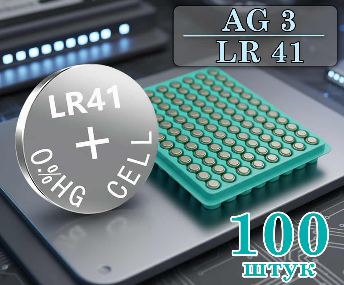 Батарейка таблетка 100 штук на блістері TMI AG3 LR41, фото 1