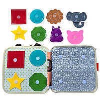 М'яка книжка-бізіборд Жирафа фетр форми кольори тварини пальчикові ігри на липучках 21*7*21см (C 64654), фото 5