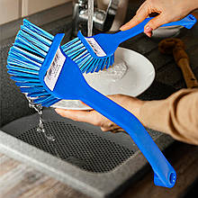 Універсальна пластикова кухонна щітка для миття посуду з ручкою 19см Синій (YAB)