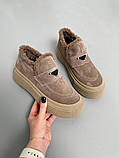 Лофери жіночі замшеві темно-бежеві зимові, фото 7