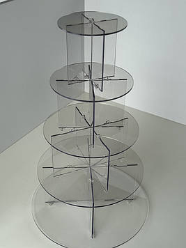 УЦІНКА! Прозора підставка на 5 рівнів (Ø 15см/20см/25см/30см/35см) (БЕЗ ЗАХИСНОЇ ПЛІВКИ) Код/Артикул