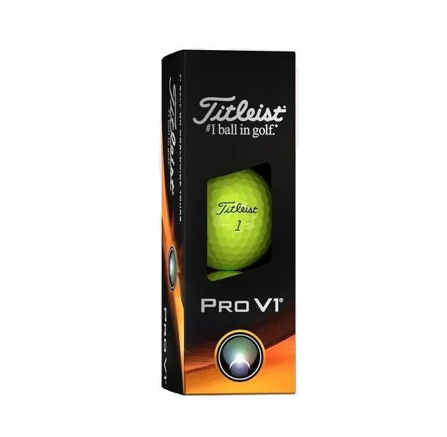 М'ячі для гольфу Titleist Pro V1 3 шт, жовті, фото 1