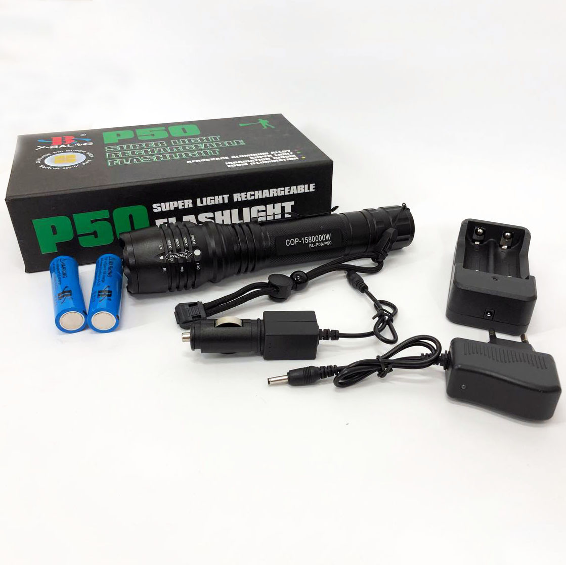 Ліхтар з регулюванням променя Bailong BL-P08-P50, Потужний ліхтар із можливістю зарядки XL-72, фото 1