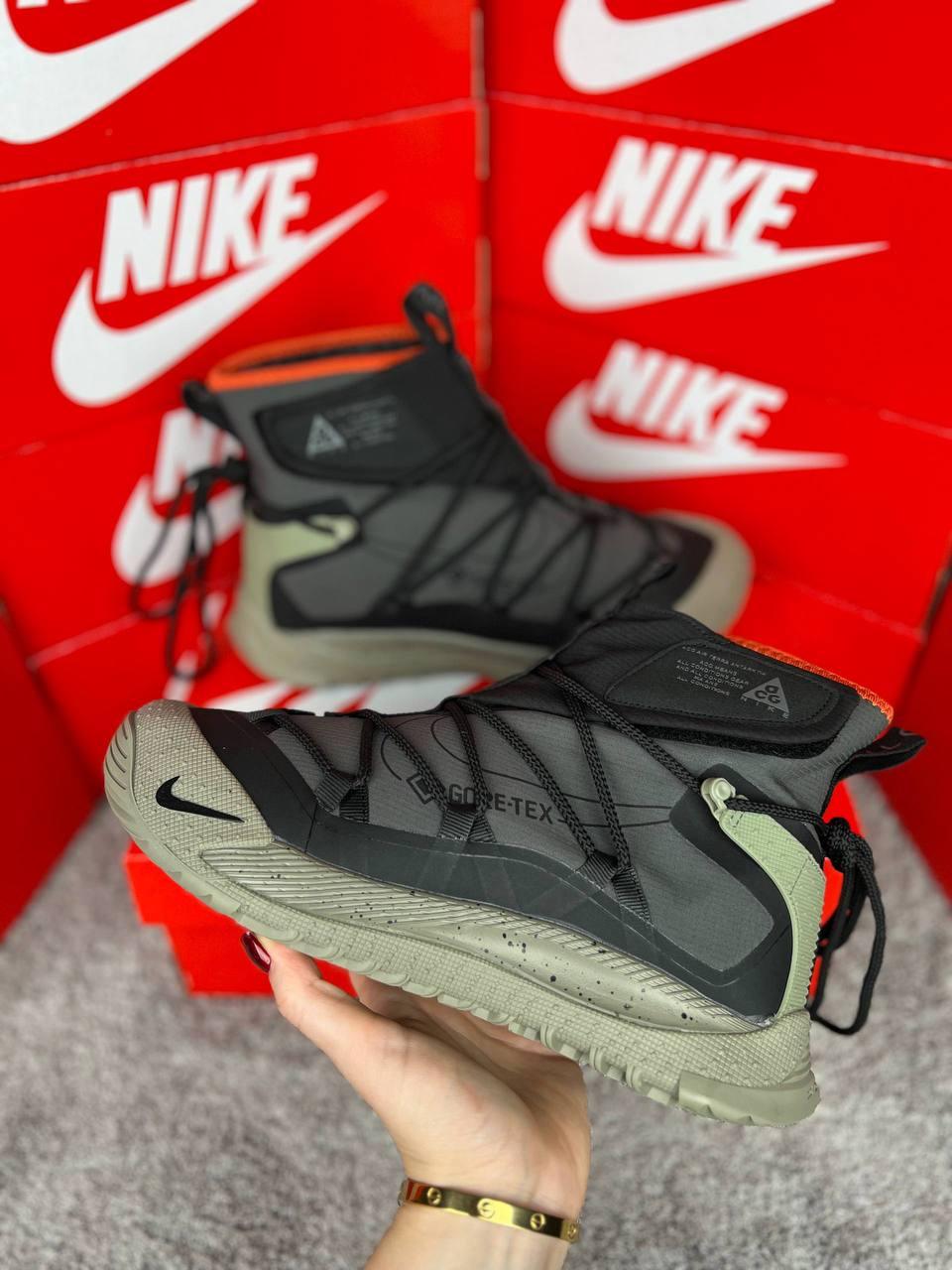 Чоловічі зимові кросівки Nike ACG Air Terra Antarktik Fur Khaki Black, черевики текстиль водонепрон. на хутрі. Чоловіче взуття