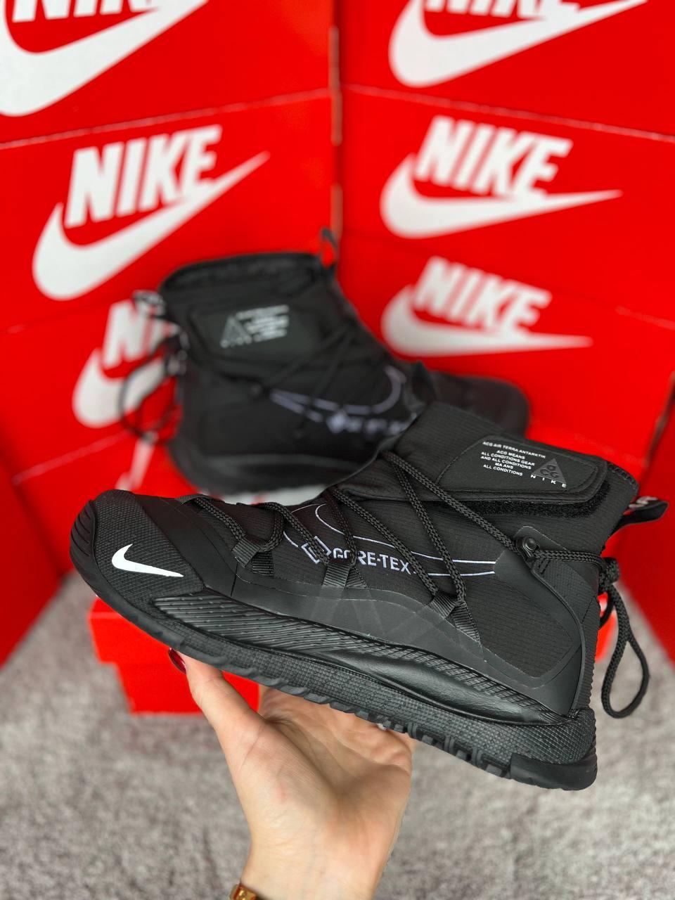 Чоловічі зимові кросівки Nike ACG Air Terra Antarktik Fur Black, черевики текстиль водонепрон. на хутрі. Чоловіче взуття, фото 1